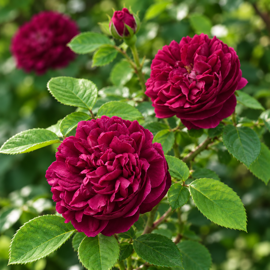 Rose du Roi à fleurs pourpres